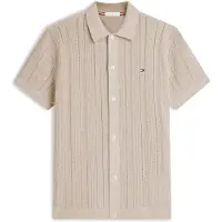 Tommy Hilfiger Vestes en maille 'Relaxed Pointelle Short Sleeve With' beige