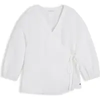 Tommy Hilfiger Chemisier 'Relaxed Fit Pure Wrap Blouse' blanc