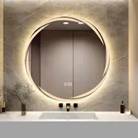 OEM Miroir LED rond pour salle de bains - 500 mm - Fixation murale - Miroir de maquillage avec variateur d'intensité - Anti-buée - Rabattable