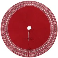 OEM Tapis décoré « Sapin de Noël », 122 cm, tissé, rouge, sapin de Noël, motif flocons de neige.