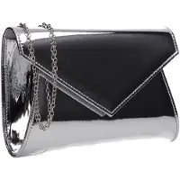 OEM Sac à main argenté pour femme, uni, taille unique