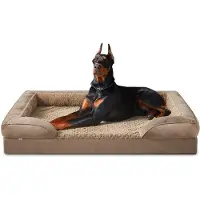 OEM Lit orthopédique XXL pour chien, lit lavable XXL pour chat, coussin pour chien avec texture alvéolée et alèse imperméable amovible, lit orthopédique en mousse pour chien, marron