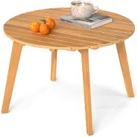 Costway Table d'appoint en bois, table de jardin ronde, table en bois d'acacia, table de balcon, table basse pour le jardin, le balcon ou la terrasse, 62 x 62 x 40 cm
