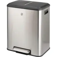 OEM Poubelle à roulettes avec double compartiment et d'une capacité de 15 litres - Système de tri avec couvercle souple et bac intérieur extensible