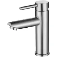 OEM Mitigeur de salle de bain - Hauteur : 8,5 cm - Mitigeur pour eau chaude et froide - Mitigeur monocommande - Mitigeur en acier inoxydable brossé