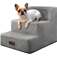 OEM Petit escabeau pour chiens, escabeau à 3 marches pour lits et fauteuils en hauteur, escabeau antidérapant pour petits chiens et chats, escabeau pour lit de chien, gris, 3/4/5 marches