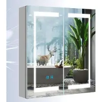 OEM Miroir en aluminium avec éclairage LED 63 x 65 cm - Anti-buée - Disjoncteur - Accessoire de salle de bains IP44