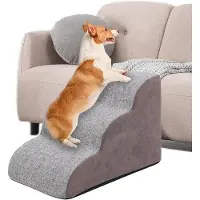 OEM Plateforme à 3 marches pour chiens et chats - Idéale pour les lits surélevés et les canapés - Échelle en mousse haute densité pour petits animaux de compagnie