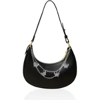 OEM Sac à main demi-taille noir avec chaîne papillon, facile à porter