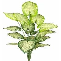 OEM Objet d'art exotique en plastique, philodendron en forme de frange, blanc et vert, grand élément « jungle ».