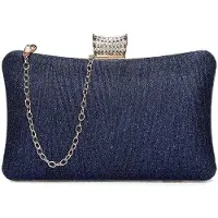 OEM Pochette de soirée scintillante pour femme, pochette bleue brillante, petite pochette de mariée, sac à main vintage, sac à bandoulière pour les fêtes, mariage, sac à main à chaînes