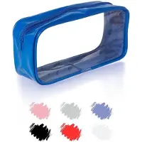 OEM Étui en PVC pour femmes, rond, transparent, bleu, grand format