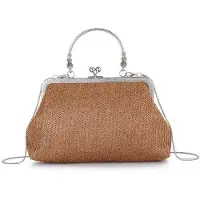 OEM Élégant sac à bandoulière rétro en raphia tressé, avec chaîne d'épaule, idéal pour les fêtes sur la plage et les mariages