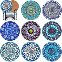 OEM Lot de 8 dessous de verre en céramique, 10 cm, pour le bar, le salon, comme décoration