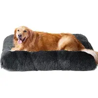 OEM Grand coussin pour chien lavable, tapis antidérapant pour chien en peluche à longs poils, couleur grise, 112 x 85 cm