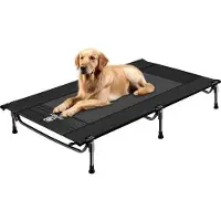 OEM Lit de camping pour chiens, lit surélevé 130 x 70 cm, hauteur 21 cm, montage rapide, stable, confortable et respirant, résistant et facile à nettoyer, lit pour chiens et chats, lit pour chien - Noir