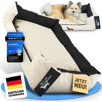 OEM Lit pour chien robuste pour petits et grands chiens, caniches, chiens âgés - lit lavable - banc pour chien, coussin pour chien, clair et foncé - taille moyenne, rembourré - couleur au choix