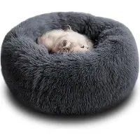 OEM Lit pour chien confortable - facile à nettoyer - lit pour chien antidérapant et stable - lit en polaire gris foncé de 40 cm