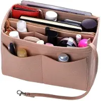 OEM Organiseur de sac 2-en-1 Beige-Vilten pour femme, sac à main avec kit d'organisation, plusieurs compartiments, fermeture à glissière interchangeable
