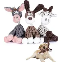 OEM Lot de 3 peluches : chien en peluche qui couine, mouton, pour chiens de petite et moyenne taille