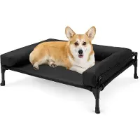 OEM Lit pour petits chiens, lit rafraîchissant avec coussin gonflable amovible, lit lavable, noir, 74 x 46 x 18 cm