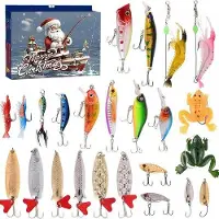 OEM Calendrier de l'Avent contenant 24 poissons artificiels de différentes couleurs et formes