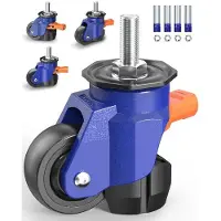 OEM Roues industrielles, capacité de 300 kg, M12 et 1/2" rétractables, lot de 4, roues réglables pour établi