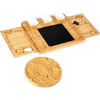 OEM Plateau à fromages avec socle en bois, 2 supports magnétiques, assiette et plateau de service en bois pour le fromage, le vin et les entrées