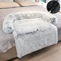 OEM Panier de luxe pour chien – Rembourrage moelleux – Tapis antidérapant – Hydrofuge – Banc-lit pour animaux – Tissu respirant – Polyester-coton – Blanc – 105 x 95 x 20 cm