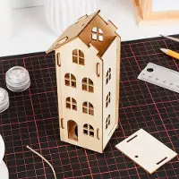 OEM Maisonnette miniature en bois à monter, compatible avec un kit d'éclairage LED, 7 cm x 56 cm x 155 cm