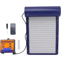OEM Ventilateur de cuisine basculant en aluminium avec schéma électrique, mode automatique et télécommande, dans des tons bleus.