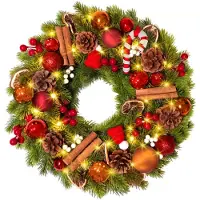 OEM Azomor : couronne de Noël festive avec éclairage LED et minuterie, pour l'intérieur et l'extérieur