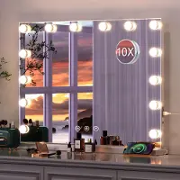 Azomor Miroir de maquillage éclairé avec trois couleurs de lumière et fonction grossissante