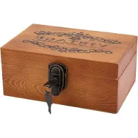 OEM Coffre à trésor en bois avec serrure et clé, boîte de rangement rétro 215 cm
