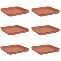 vidaXL Plateau à fleurs carré, 6 pièces, rouge brique, 21 x 21 x 2 cm