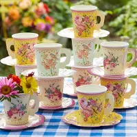 JMXZ Vaisselle jetable Azomor avec motif floral vintage pour les occasions festives