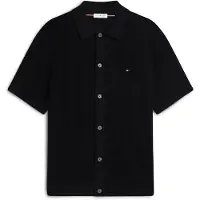 Tommy Hilfiger Vestes en maille 'Relaxed Pointelle Short Sleeve With' noir