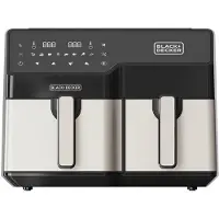 Black & Decker Friteuse à air chaud BXAF9000E Double 9 L, autonome, 2500 W, noire. Acier inoxydable.