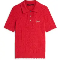 Tommy Hilfiger Pull-over 'Pointelle Flag Short Sleeve' rouge