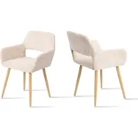 Meubles Cosy : lot de 2 fauteuils de salle à manger de style scandinave en velours côtelé beige – CROMWELL