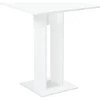 En.casa Table de cuisine carrée 65 x 65 x 78 cm Table à colonne Table de salle à manger en panneau de particules Table de salle à manger Blanc brillant []