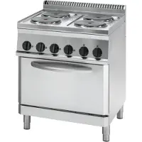 Kbs Cuisinière électrique , 4 brûleurs, four électrique à convection, 700 x 700 x 850 mm, 4 x 2,6 kW