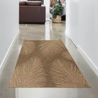 Carpetia Tapis d'intérieur et d'extérieur élégant, motif de feuilles tropicales, couleur beige-marron, dimensions : 60 x 180 cm