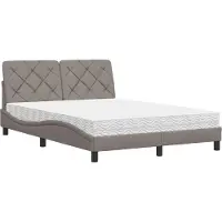 vidaXL Lit avec matelas gris clair 140x200 cm Tissu