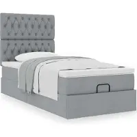 vidaXL Lit ottoman avec matelas gris clair 90x190 cm Tissu