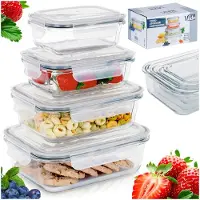 By Lille Vilde Récipients alimentaires Récipients en verre Récipients de conservation avec couvercle et joint 4 pcs.