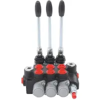 StarTech.com Soupape hydraulique - Distributeur 3 voies - Action manuelle - Soupape de sécurité réglable - 40 l/min - Pour fendueuses de bois - Fonte - Argent/Noir/Rouge