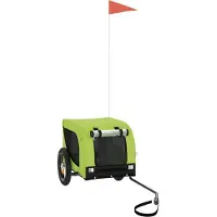 vidaXL Remorque pour vélo Chiens Vert et Noir Tissu Oxford & Fer