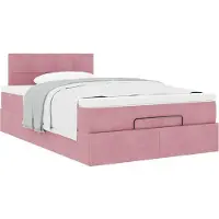 vidaXL Ottoman-lit avec matelas rose 120x200 cm velours