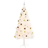 vidaXL Arbre de Noël artificiel pré-éclairé avec boules blanc 180 cm